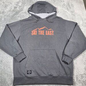Ski The East Hoodie Mens XXL Gray Organic Cotton Skiing Sweatshirt Pullover